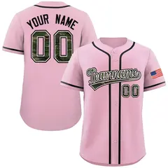 Pink Camo Font Authentic Baseball Jersey