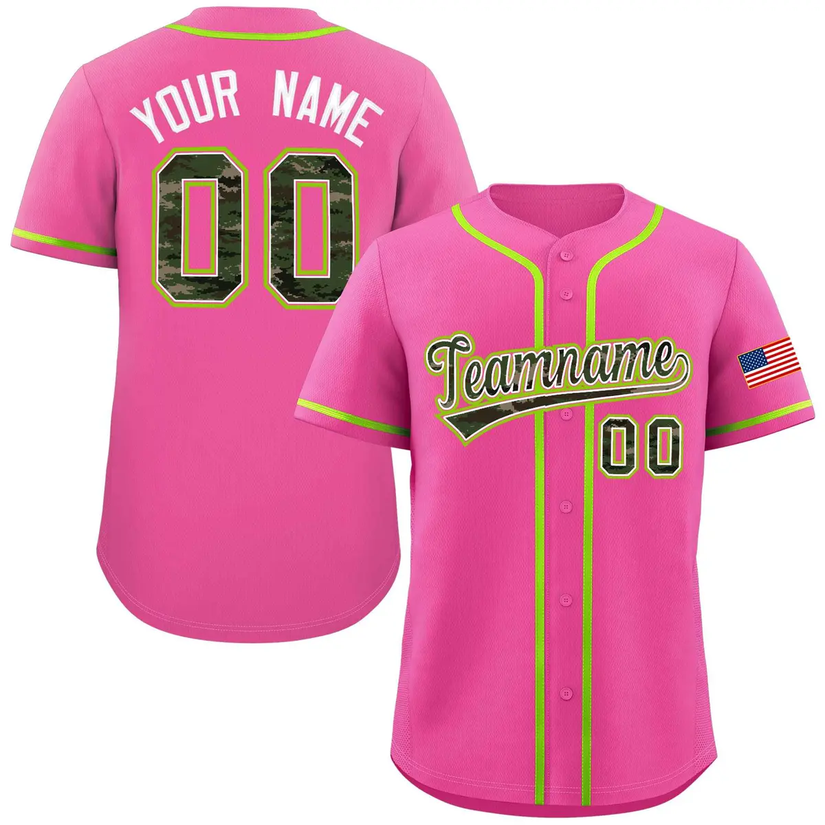 Pink Camo Font Authentic Baseball Jersey