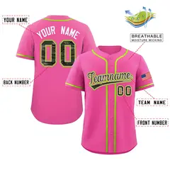 Pink Camo Font Authentic Baseball Jersey 2