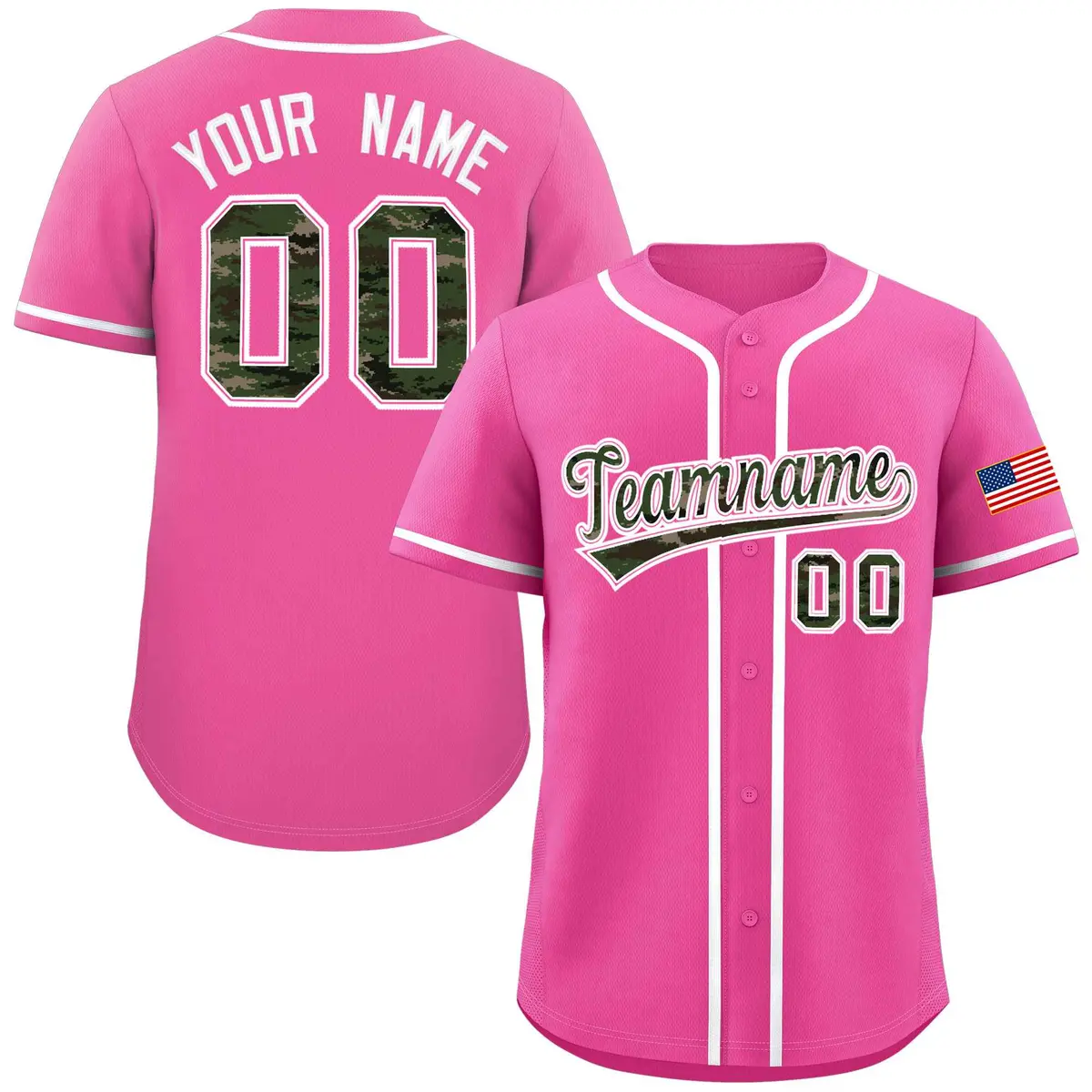 Pink Camo Font Authentic Baseball Jersey