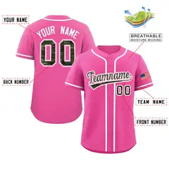 Pink Camo Font Authentic Baseball Jersey 2