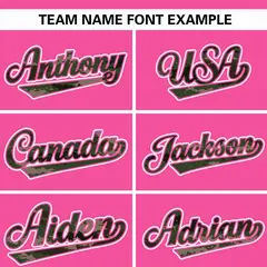 Pink Camo Font Authentic Baseball Jersey 3