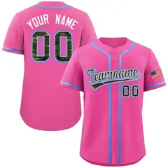 Pink Camo Font Authentic Baseball Jersey 1