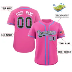 Pink Camo Font Authentic Baseball Jersey 2