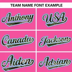 Pink Camo Font Authentic Baseball Jersey 3