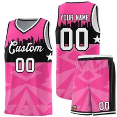 Pink City Silhouette Pattern Basketball Uniform Jersey
