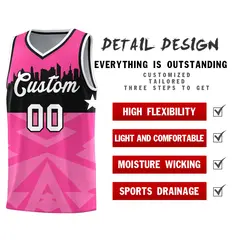 Pink City Silhouette Pattern Basketball Uniform Jersey 2