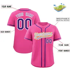 Pink Classic Style Baseball Jersey Sports Uniform 2