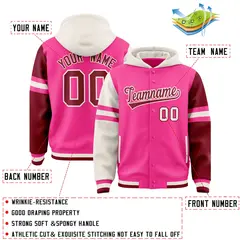 Pink Cream-Crimson Varsity Three Stripes Raglan Jacket Hoodie 4