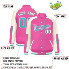 Pink Cream-Pink Raglan Letterman Jacket 2