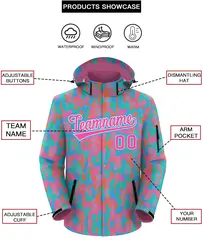 Pink Cream-Powder Blue Camo Outdoor Windbreaker Waterproof Jacket 2