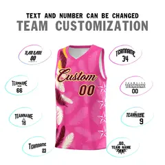 Pink Crimson Feather Series Graffiti Pattern Basketball Jersey 4