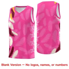 Pink Crimson Feather Series Graffiti Pattern Basketball Jersey 6