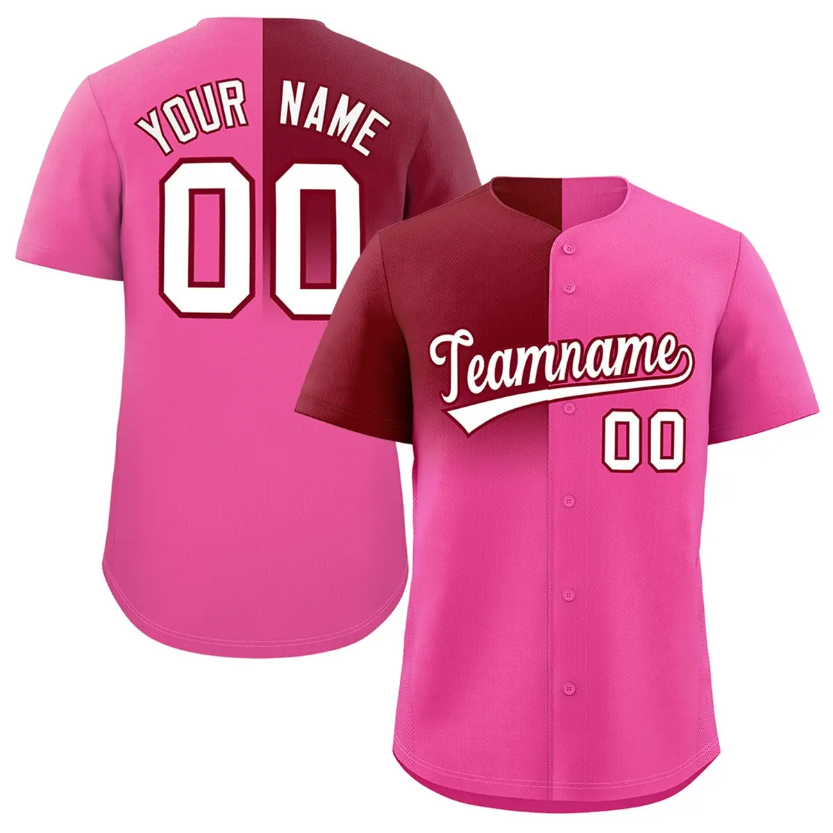 Pink Crimson Half Gradient Authentic Baseball Jersey