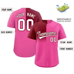 Pink Crimson Half Gradient Authentic Baseball Jersey 2