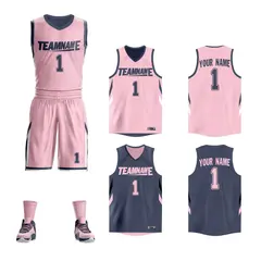 Pink Dark Gray Double Side Sportswear Basketball Jersey