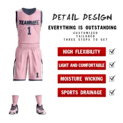 Pink Dark Gray Double Side Sportswear Basketball Jersey 2