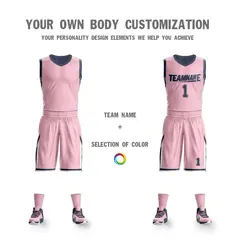 Pink Dark Gray Double Side Sportswear Basketball Jersey 5