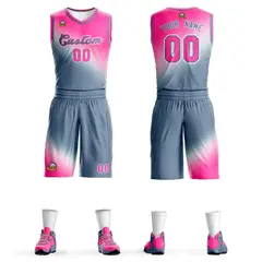 Pink Dark Gray Gradient Fashion Basketball Jersey