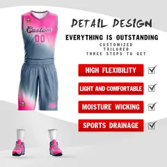 Pink Dark Gray Gradient Fashion Basketball Jersey 2