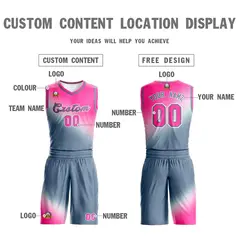 Pink Dark Gray Gradient Fashion Basketball Jersey 3
