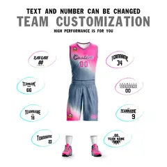 Pink Dark Gray Gradient Fashion Basketball Jersey 4