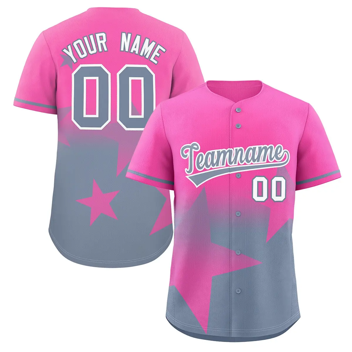Pink Dark Gray Gradient Star Graffiti Baseball Jersey