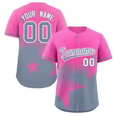 Pink Dark Gray Gradient Star Graffiti Baseball Jersey