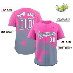 Pink Dark Gray Gradient Star Graffiti Baseball Jersey 2