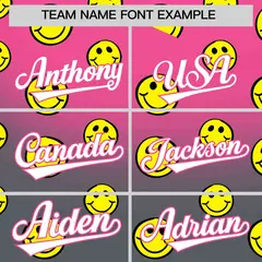 Pink Dark Gray Graffiti Gradient Smile Baseball Jersey 3
