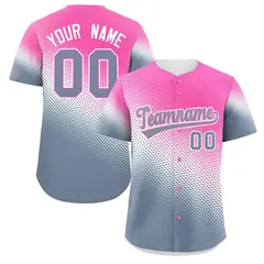 Pink Dark Gray Tiny Spot Gradient Authentic Baseball Jersey