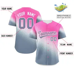 Pink Dark Gray Tiny Spot Gradient Authentic Baseball Jersey 2