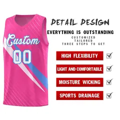 Pink Diagonal Pinstripe Color Block Basketball Jersey 2