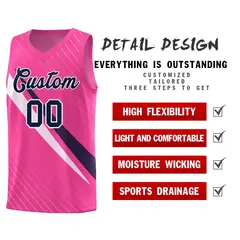Pink Diagonal Pinstripe Color Block Basketball Jersey 2