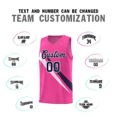 Pink Diagonal Pinstripe Color Block Basketball Jersey 4