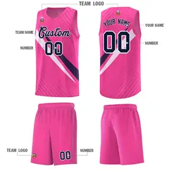 Pink Diagonal Pinstripe Color Block Basketball Jersey 5