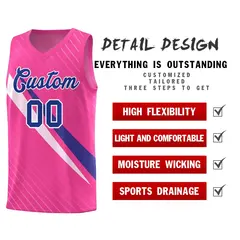 Pink Diagonal Pinstripe Color Block Basketball Jersey 2