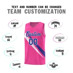 Pink Diagonal Pinstripe Color Block Basketball Jersey 4