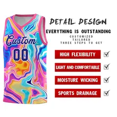 Pink Fluid Painting Pattern Sports Basketball Jersey 2