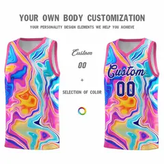 Pink Fluid Painting Pattern Sports Basketball Jersey 3