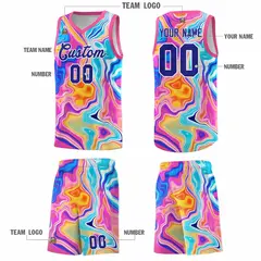 Pink Fluid Painting Pattern Sports Basketball Jersey 5