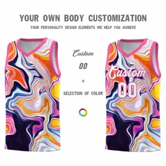 Pink Fluid Painting Pattern Sports Basketball Jersey 3
