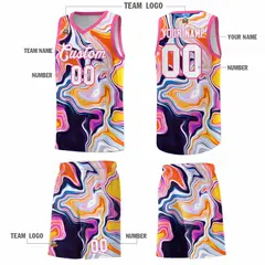 Pink Fluid Painting Pattern Sports Basketball Jersey 5