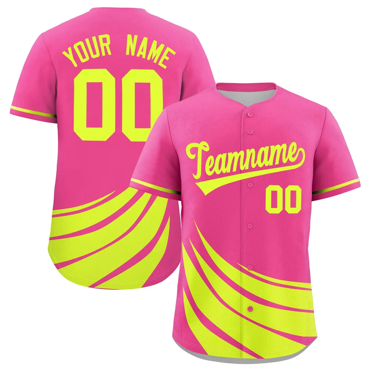 Pink Fluorescent Green Graffiti Wind Mark Baseball Jersey