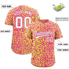 Pink Fluorescent Green Leopard Print Baseball Jersey 2