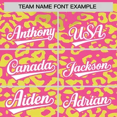 Pink Fluorescent Green Leopard Print Baseball Jersey 3