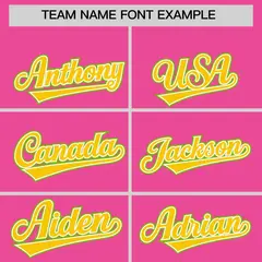 Pink Gold and Neon Green Raglan Sleeves Baseball Jersey 3