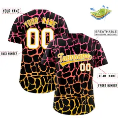 Pink Gold Giraffe Graffiti Pattern Baseball Jersey 2