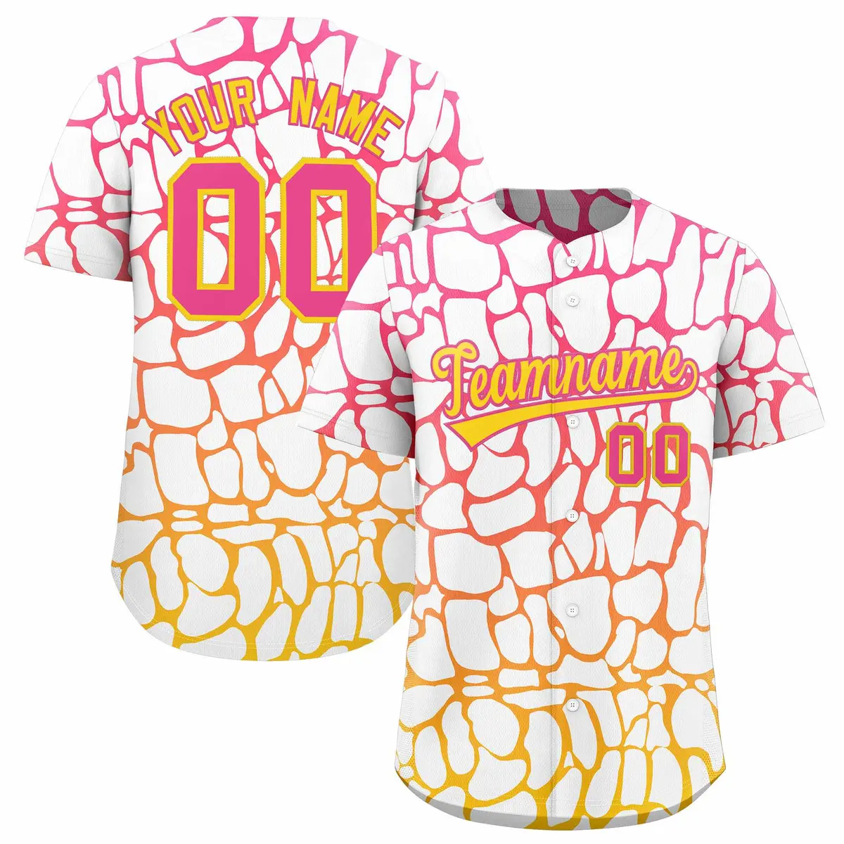 Pink Gold Giraffe Graffiti Pattern Baseball Jersey