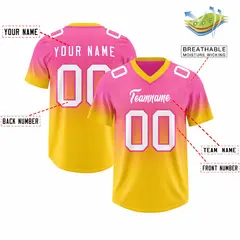 Pink Gold Gradient Authentic Outdoor Football Jersey 2